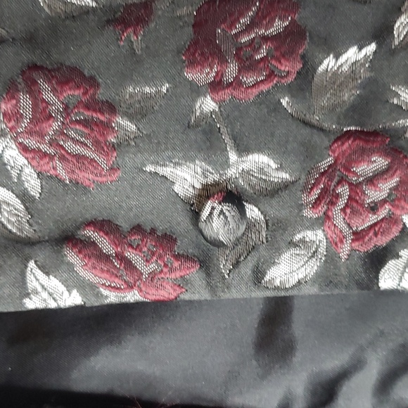 Vintage Jessica McClintock Floral Embroider Black Jacket with Faux Fur Collar 4 - Picture 4 of 7